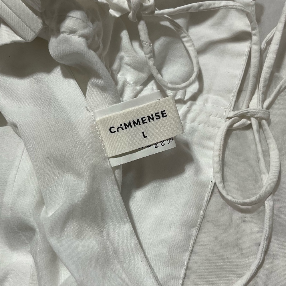 Commense White Puff Sleeve Drawstring Corset Crop… - image 2